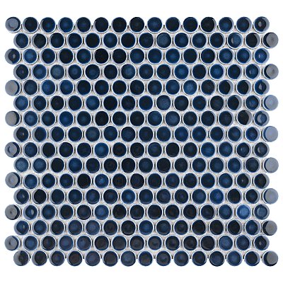 Hudson Penny Round Midnight 11-7/8" x 12-5/8" Porcelain Mosaic Tile -10 Sheets Per Case -10.5 Sq. Ft.
