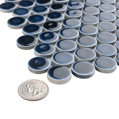 Hudson Penny Round Midnight 11-7/8" x 12-5/8" Porcelain Mosaic Tile -10 Sheets Per Case -10.5 Sq. Ft.
