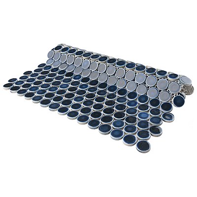 Hudson Penny Round Midnight 11-7/8" x 12-5/8" Porcelain Mosaic Tile -10 Sheets Per Case -10.5 Sq. Ft.