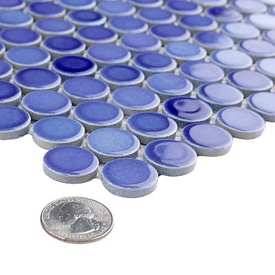 Hudson Penny Round Niagara 11-7/8" x 12-5/8" Porcelain Mosaic Tile -10 Sheets Per Case -10.5 Sq. Ft.
