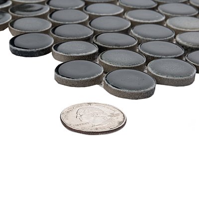 Hudson Penny Round Stormy Night 11-7/8" x 12-5/8" Porcelain Mosaic Tile - 10 Tiles Per Case - 10.50 Sq. Ft.