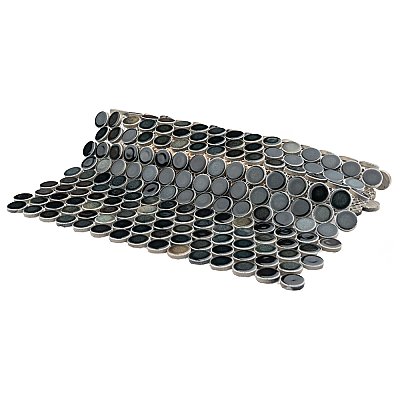 Hudson Penny Round Stormy Night 11-7/8" x 12-5/8" Porcelain Mosaic Tile - 10 Tiles Per Case - 10.50 Sq. Ft.