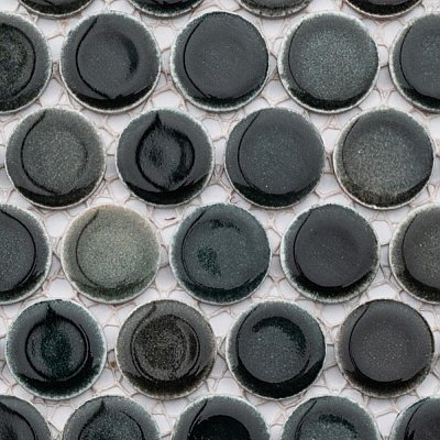Hudson Penny Round Stormy Night 11-7/8" x 12-5/8" Porcelain Mosaic Tile - 10 Tiles Per Case - 10.50 Sq. Ft.