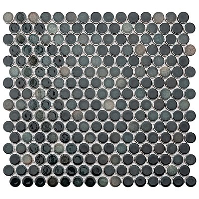 Hudson Penny Round Stormy Night 11-7/8" x 12-5/8" Porcelain Mosaic Tile - 10 Tiles Per Case - 10.50 Sq. Ft.