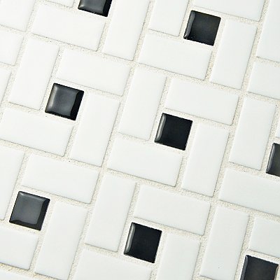 Spiral Black and White 12-5/8" x 12-5/8" Porcelain Mosaic Tile -10 Tiles Per Case -11.3 Sq. Ft.