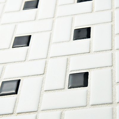 Spiral Black and White 12-5/8" x 12-5/8" Porcelain Mosaic Tile -10 Tiles Per Case -11.3 Sq. Ft.