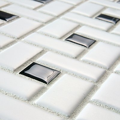 Spiral Black and White 12-5/8" x 12-5/8" Porcelain Mosaic Tile -10 Tiles Per Case -11.3 Sq. Ft.
