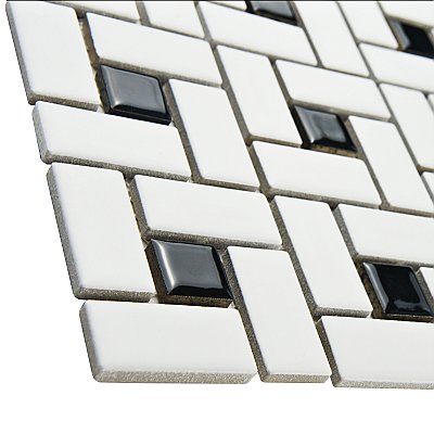Spiral Black and White 12-5/8" x 12-5/8" Porcelain Mosaic Tile -10 Tiles Per Case -11.3 Sq. Ft.