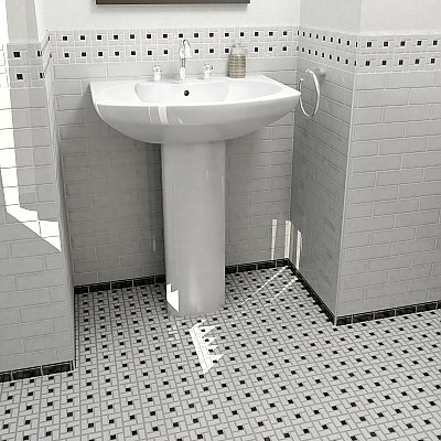Spiral Black and White 12-5/8" x 12-5/8" Porcelain Mosaic Tile -10 Tiles Per Case -11.3 Sq. Ft.