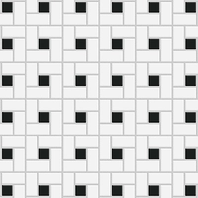 Spiral Black and White 12-5/8" x 12-5/8" Porcelain Mosaic Tile -10 Tiles Per Case -11.3 Sq. Ft.