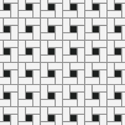 Spiral Black and White 12-5/8" x 12-5/8" Porcelain Mosaic Tile -10 Tiles Per Case -11.3 Sq. Ft.