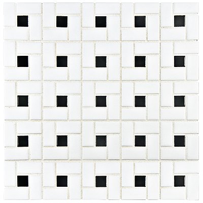 Spiral Black and White 12-5/8" x 12-5/8" Porcelain Mosaic Tile -10 Tiles Per Case -11.3 Sq. Ft.