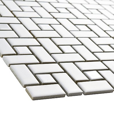 Spiral Matte Wht/Glossy Wht Dot 12-5/8" x 12-5/8" Porcelain Mosaic Tile -10 Tiles Per Case -11.3 Sq. Ft.