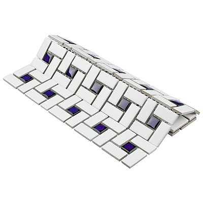 Spiral Blue and White 12-5/8" x 12-5/8" Porcelain Mosaic Tile -10 Tiles Per Case -11.3 Sq. Ft.