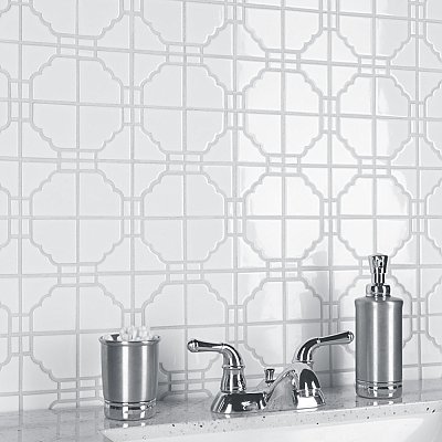 Osaka Glossy White 11-7/8" x 11-7/8" Porcelain Mosaic Tile -10 Tiles Per Case -10.1 Sq. Ft.