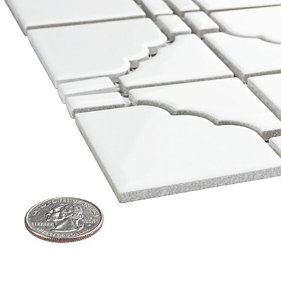 Osaka Glossy White 11-7/8" x 11-7/8" Porcelain Mosaic Tile -10 Tiles Per Case -10.1 Sq. Ft.