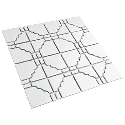 Osaka Glossy White 11-7/8" x 11-7/8" Porcelain Mosaic Tile -10 Tiles Per Case -10.1 Sq. Ft.