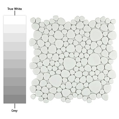 Pebble White 10-3/4" x 10-7/8" Porcelain Mosaic Tile -10 Tiles Per Case -8.3 Sq. Ft.