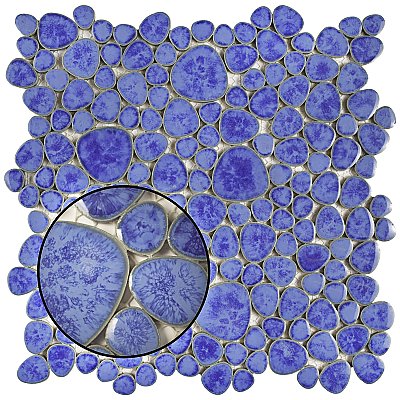 Pebble Blue Cloud 10-3/4" x 10-7/8" Porcelain Mosaic Tile -10 Tiles Per Case -8.3 Sq. Ft.
