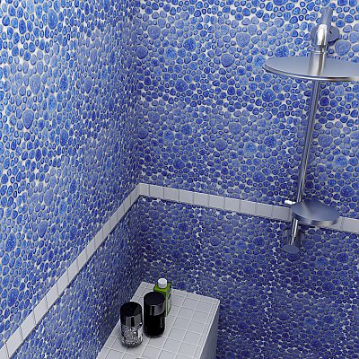 Pebble Blue Cloud 10-3/4" x 10-7/8" Porcelain Mosaic Tile -10 Tiles Per Case -8.3 Sq. Ft.