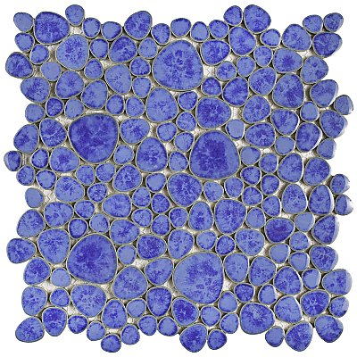Pebble Blue Cloud 10-3/4" x 10-7/8" Porcelain Mosaic Tile -10 Tiles Per Case -8.3 Sq. Ft.