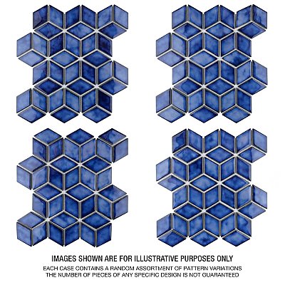 Hudson Rhombus Sapphire 10-1/4" x 11-3/4" Porcelain Mosaic Tile -10 Sheets Per Case -8.56 Sq. Ft.