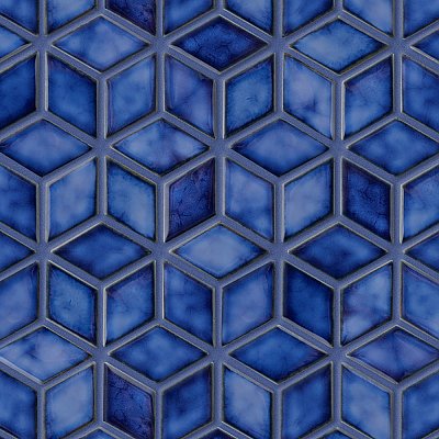 Hudson Rhombus Sapphire 10-1/4" x 11-3/4" Porcelain Mosaic Tile -10 Sheets Per Case -8.56 Sq. Ft.