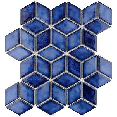 Hudson Rhombus Sapphire 10-1/4" x 11-3/4" Porcelain Mosaic Tile -10 Sheets Per Case -8.56 Sq. Ft.