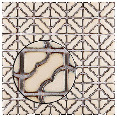 Tower Beige 12" x 12" Porcelain Mosaic Tile -10 Tiles Per Case -10.2 Sq. Ft.