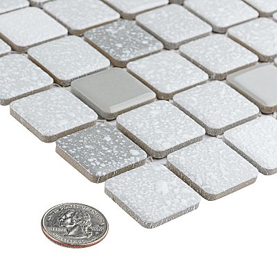 Crystalline Square Grey 12" x 12" Porcelain Mosaic Tile -10 Sheets Per Case -10.2 Sq. Ft.