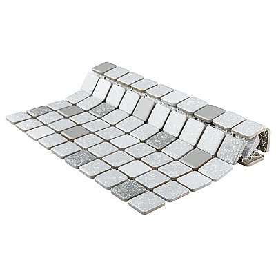 Crystalline Square Grey 12" x 12" Porcelain Mosaic Tile -10 Sheets Per Case -10.2 Sq. Ft.