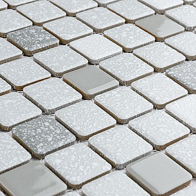 Crystalline Square Grey 12" x 12" Porcelain Mosaic Tile -10 Sheets Per Case -10.2 Sq. Ft.