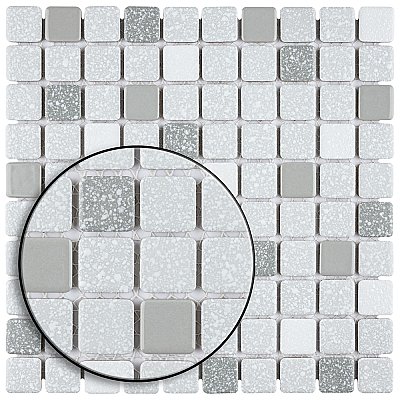 Crystalline Square Grey 12" x 12" Porcelain Mosaic Tile -10 Sheets Per Case -10.2 Sq. Ft.