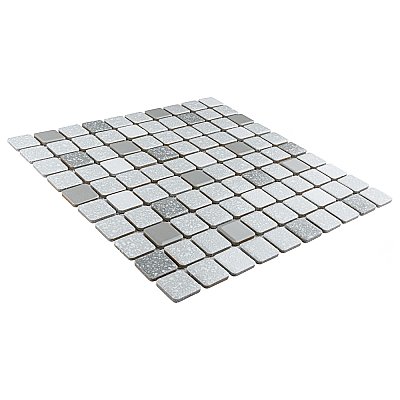 Crystalline Square Grey 12" x 12" Porcelain Mosaic Tile -10 Sheets Per Case -10.2 Sq. Ft.