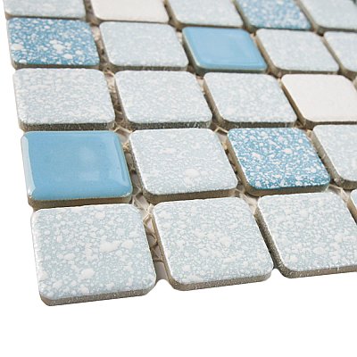 Crystalline Square Blue 12" x 12" Porcelain Mosaic Tile -10 Sheets Per Case -10.2 Sq. Ft.