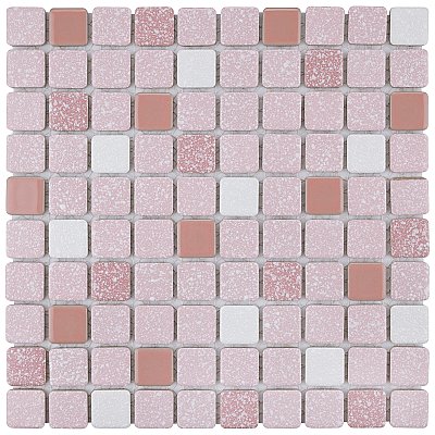 Crystalline Square Pink 12" x 12" Porcelain Mosaic Tile -10 Sheets Per Case -10.2 Sq. Ft.
