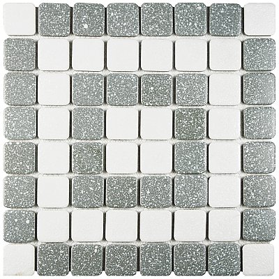 Crystalline Market Sq Grey 11-3/4" x 11-3/4" Porcelain Mosaic Tile - 10 Tiles Per Case - 9.8 Sq. Ft.