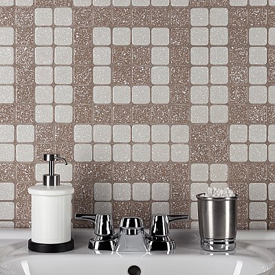 Crystalline Market Sq Beige 11-3/4" x 11-3/4" Porcelain Mosaic Tile - 10 Tiles Per Case - 9.8 Sq. Ft.