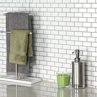 Hudson Subway White 11-3/4" x 12" Porcelain Mosaic Tile -10 Sheets Per Case -10 Sq. Ft.