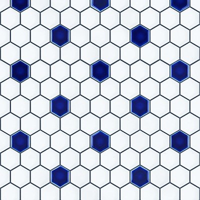Metro Ion 1" Hex Sapphire Dot With Glossy White 10-1/4" x 11-7/8" Porcelain Mosaic Floor & Wall Tile
