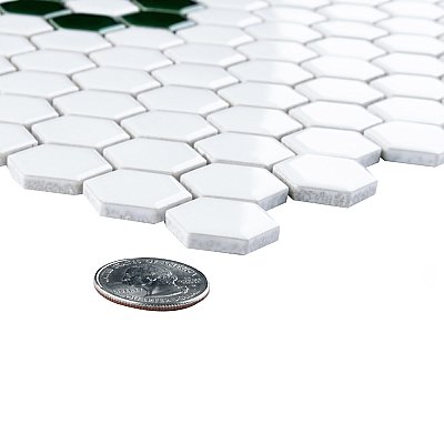Metro Ion 1" Hex Emerald Single Flower With Gloss White 10-1/4" x 11-7/8" Floor & Wall Tile - 10 Tiles Per Case - 8.6 Sq. Ft.