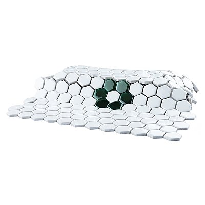 Metro Ion 1" Hex Emerald Single Flower With Gloss White 10-1/4" x 11-7/8" Floor & Wall Tile - 10 Tiles Per Case - 8.6 Sq. Ft.