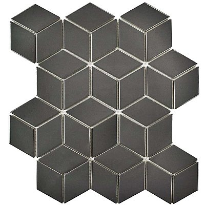 Metro Rhombus Glossy Gray Porcelain Mosaic Tile - Sold Per Case of 10 - 9.14 Square Feet