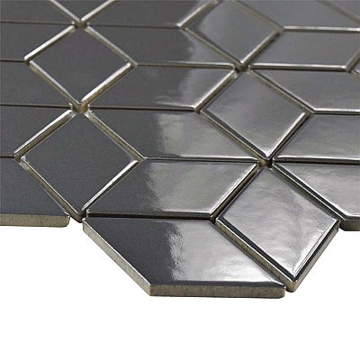 Metro Rhombus Glossy Gray Porcelain Mosaic Tile - Sold Per Case of 10 - 9.14 Square Feet
