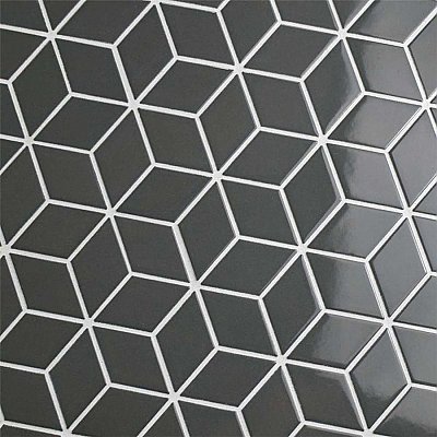 Metro Rhombus Glossy Gray Porcelain Mosaic Tile - Sold Per Case of 10 - 9.14 Square Feet