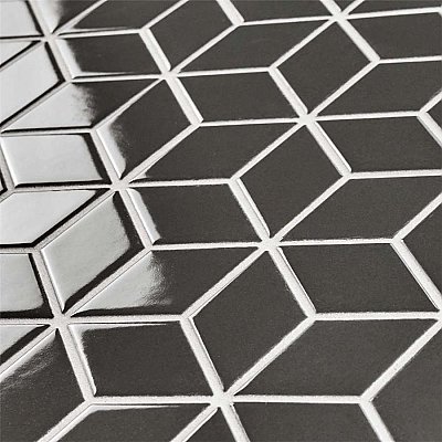Metro Rhombus Glossy Gray Porcelain Mosaic Tile - Sold Per Case of 10 - 9.14 Square Feet