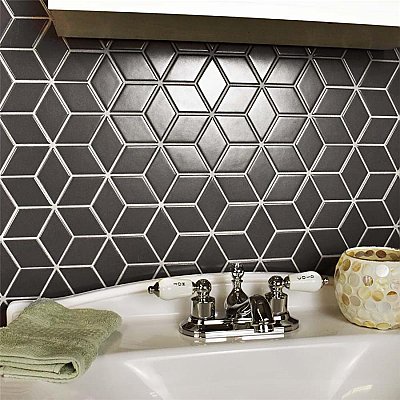 Metro Rhombus Matte Gray Porcelain Mosaic Tile - Sold Per Case of 10 - 9.14 Square Feet