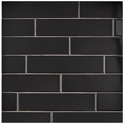 Metro Soho Subway   - Glossy Black - 1.75" x 7.75" - Per Case of 120 - 12 Square Foot