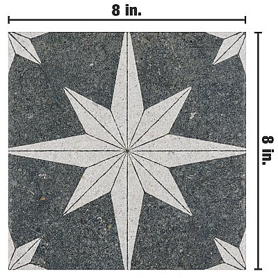 Compass Star Lava Stone 8" x 8" Porcelain Tile - Per Case of 25 Tile - 11.50 Sq. Ft. Per Case