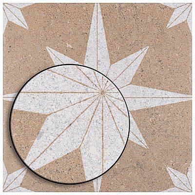 Compass Star Sand Stone 8" x 8" Porcelain Tile - Per Case of 25 Tile - 11.50 Sq. Ft. Per Case